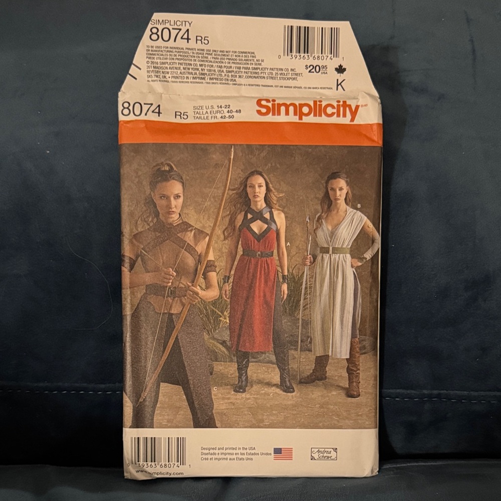 Simplicity GOT Themed Warrior Cosplay/Costume Pattern  UNCUT